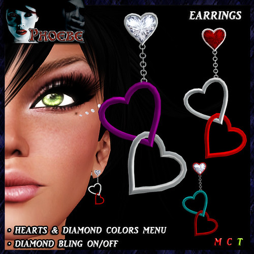 -P- Linked Hearts Earrings ~Colors & Bling~ transfer