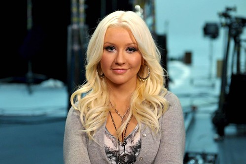 Christina Aguilera looking at the camera