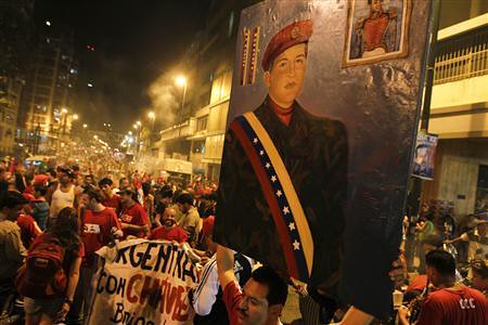Supporters of President Hugo Chavez of Venezuela rally in the capital of Caracas. Chavez has won another term of office for six years. by Pan-African News Wire File Photos