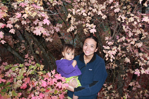 Jovie and Lisa in the red leaves 4