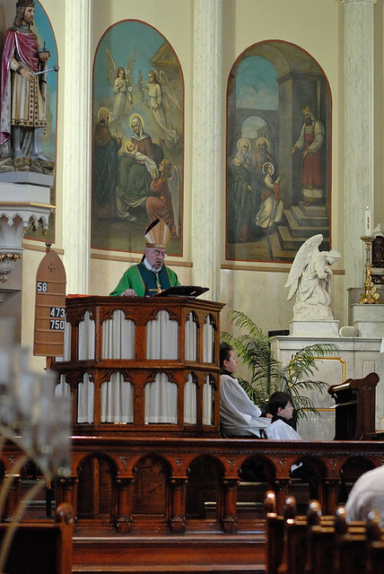 Saint Mary of Victories Catholic Church, in Saint Louis, Missouri, USA - Bishop Peter Elliott during homily