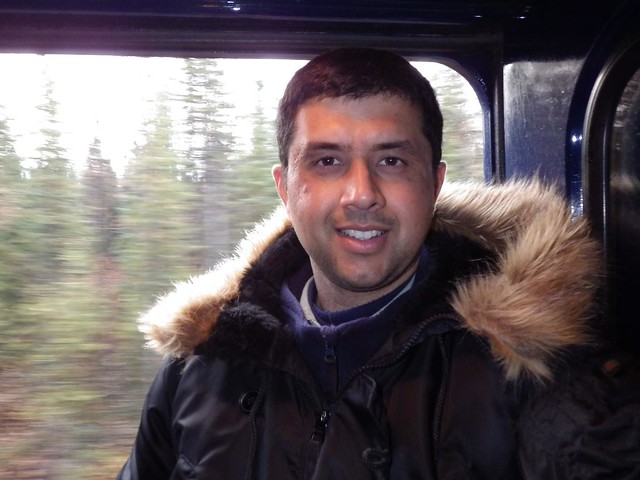 Neerav Bhatt travelling on Alaska Railroad Aurora Winter Train