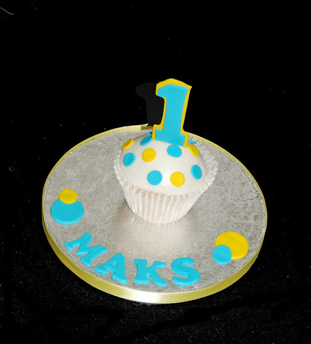 Yellow and Blue 1st Birthday Smash Cake