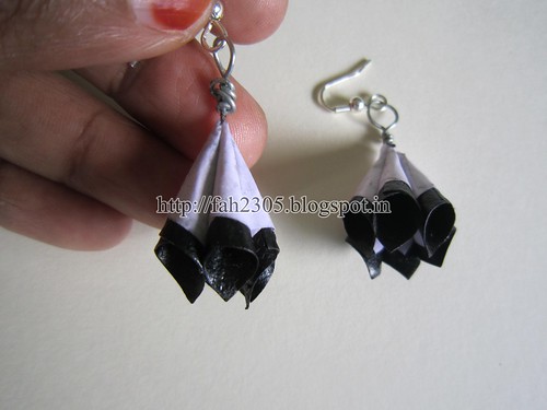 Handmade Jewelry - Paper Cone Earrings (Black and White) (2) by fah2305