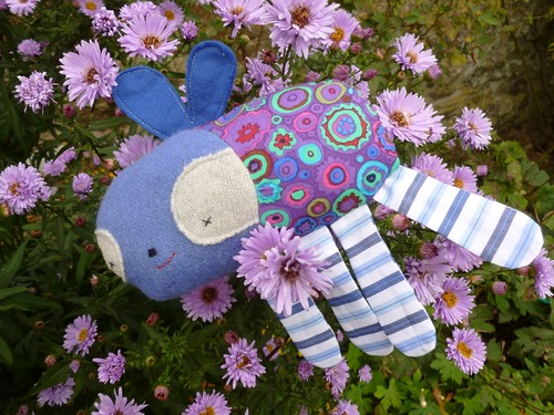 Beetle bug in the Asters. Made from pattern in book called 'Softies' .