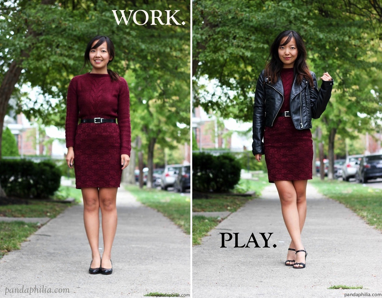 burgundy wine day to night outfit