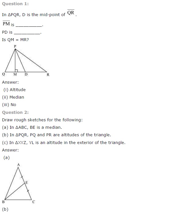  NCERT Solutions for Class 7th Maths Chapter 6 The Triangle and its Properties Exercise 6.1 