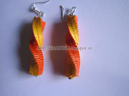 Handmade Jewelry - Paper Lanyard Earrings (Twisted Square) (3) by fah2305