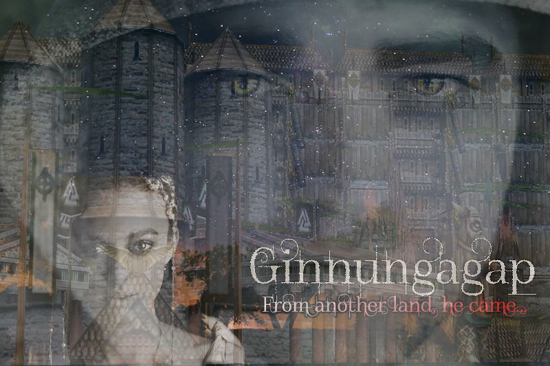 Ginnungagap Banner: the castle, the servant, the Queen, and the land.