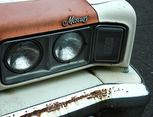 Crazy 'bout my Mercury, car detail, lights, decoration, rusted bumper, Seattle, Washington, USA by Wonderlane
