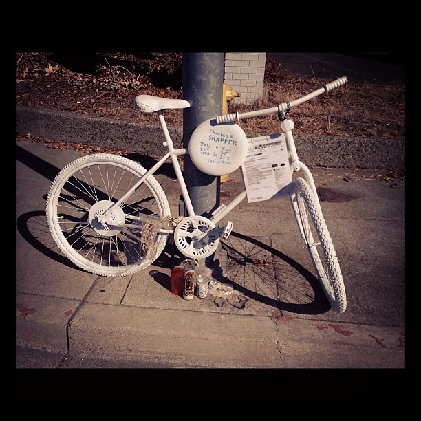 Ghost bike installed on Campbell Ave.