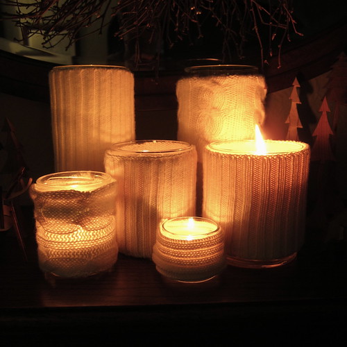 Sweater-Wrapped Candle Holders
