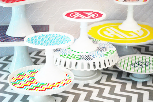cake plate clings by wh hostess - preppy patterns