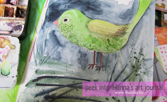 Art Journal Peek: A Green Bird