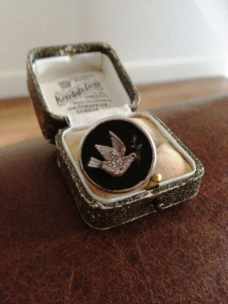 Antique Micromosaic Dove Ring