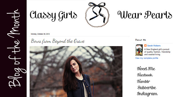 Classy Girls Wear Pearls 'Blog of the Month'