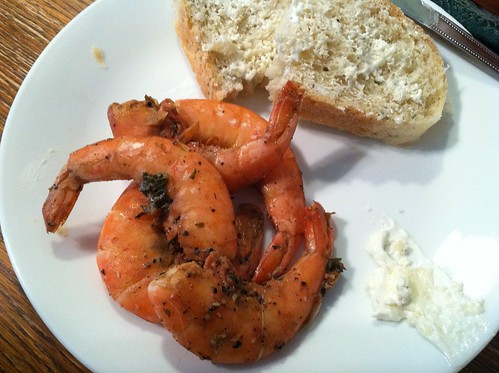 shrimp and fresh bread