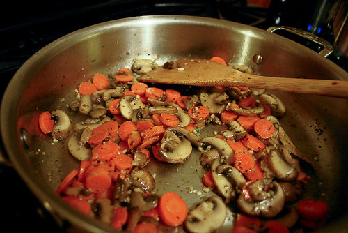 sauté mushrooms and carrots