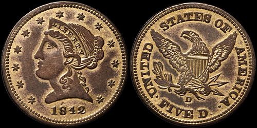 counterfeit 1842-D half eagle