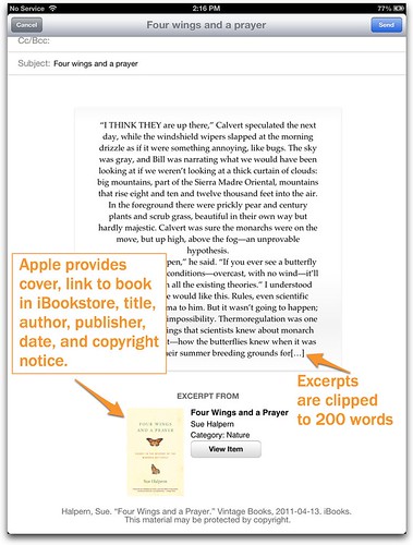Sharing with iBooks 3 via email