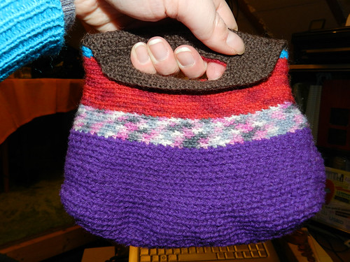 Small bag/purse, crocheted with leftover yarn