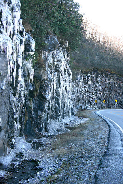 Icy wall on Richard Russell Scenic Highway