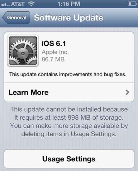 iOS 6.1 для iPad