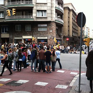 #kvpspain : Our first student protest in #barcelona . They blocked off streets near Metro #fb
