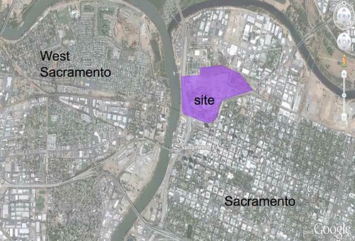 Sacramento Railyards context map (from Google Maps via Shengnan An)