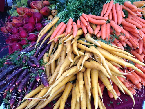 beets and many-colored carrots