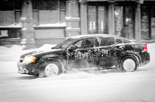 Driving under snow storm