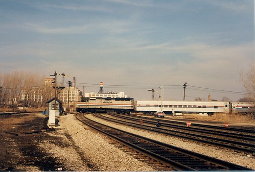 Westbound Amtrak passing through Brighton Junction.  Chicago Illinois.  January 1988. by Eddie from Chicago