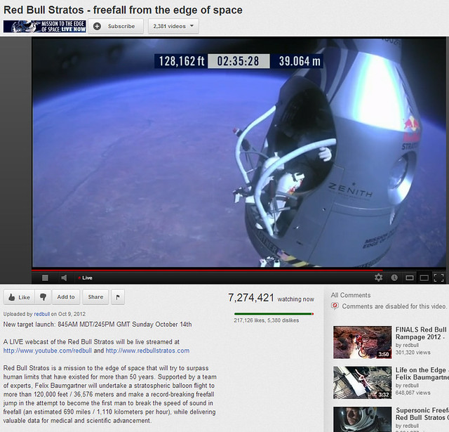Felix Baumgartner stepping out of capsule