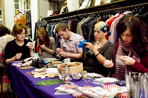 Craftivist launch night at Mary's Living and Giving shop in Primrose Hill