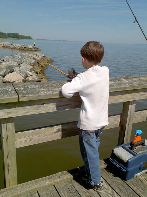 Fishing from the pier at Westmoreland State Park (photo courtesy of Suburban Adventure Guy)