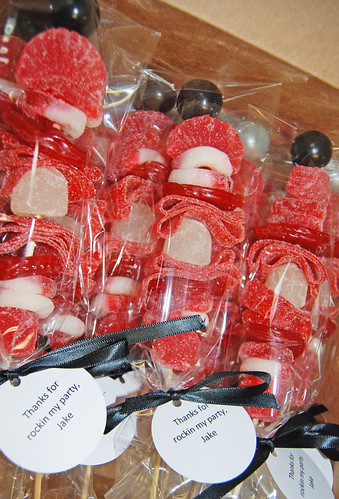red black and silver candy kabobs