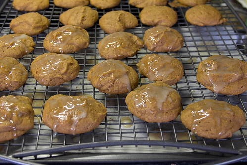 Pumpkin cookies with brown butter icing.