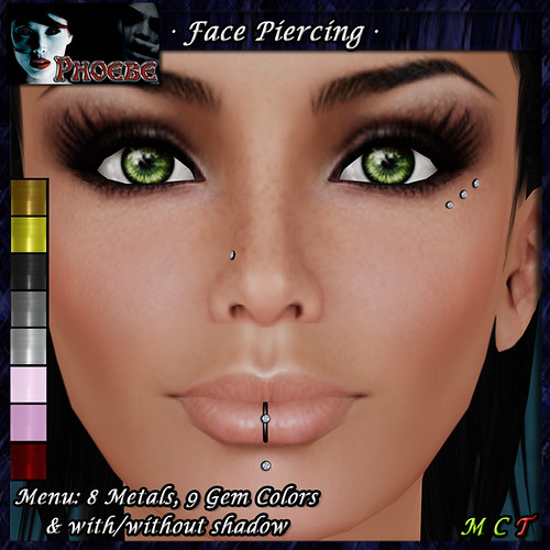 *P* Diamonds Facial Piercing ~8 Metals-9 Gem Colors~