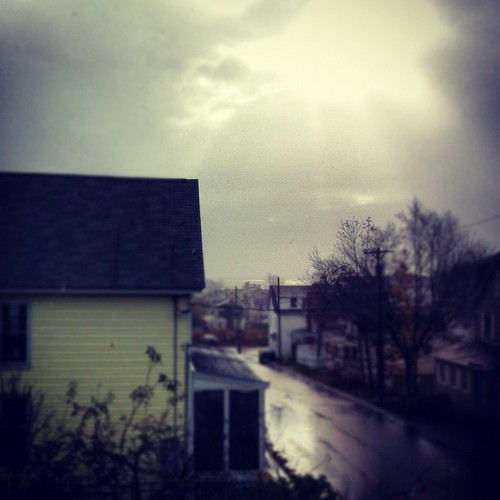 sun on the white-capped ocean swells this morning, raining - my street #maine after #sandy