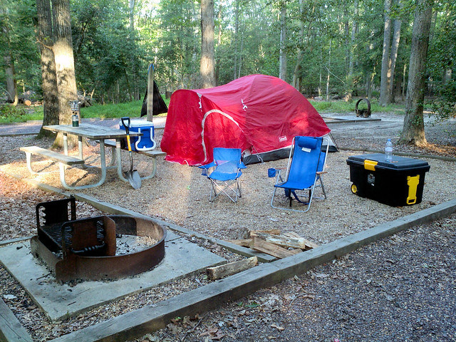 This campsite at Westmoreland State Park is ready to go