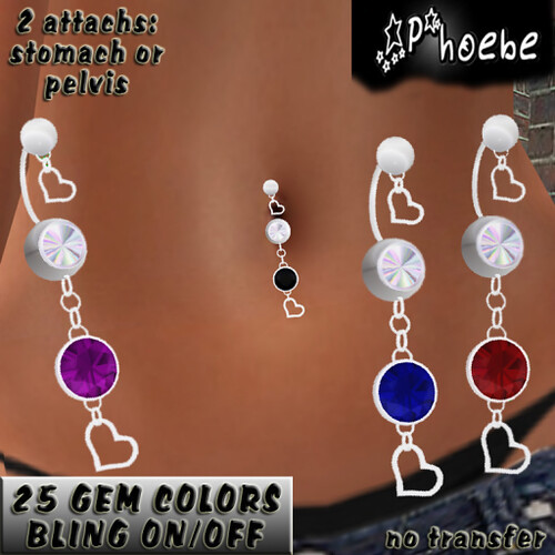 [$10L PROMO] _P_ Addiction Belly Piercing ~Gem Colors~