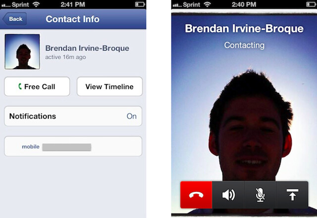 facebook voice calling in iOS