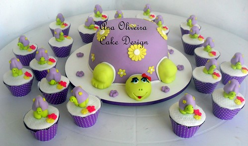 bolo e cupcake tartaruga by Ana Oliveira Cake Design