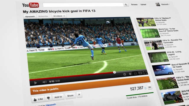 FIFA 13 goal uploaded to YouTube