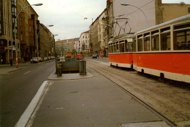Friedrichstrasse and (yet to re-open ghost station) U-Bahnhof Oranienburger Tor, East Berlin in May 1990