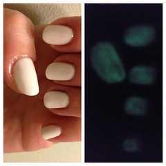 Glow in the dark nails for Halloween. I had cute ghost plans but they didn't work out. This is cool enough.