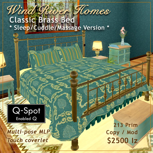 Classic Brass Bed - in teal and gold by Teal Freenote