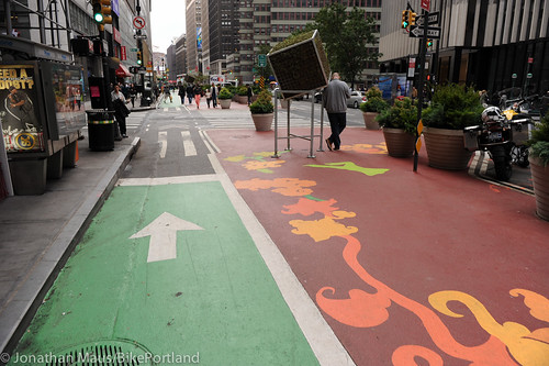 Broadway protected bike lane and plazas-37