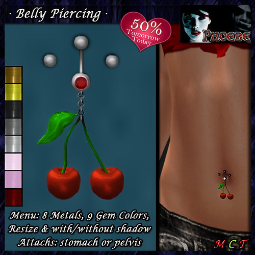 *P* Cherry Belly Piercing ~8 Metals & 9 Gem Colors~ TOMM TODAY