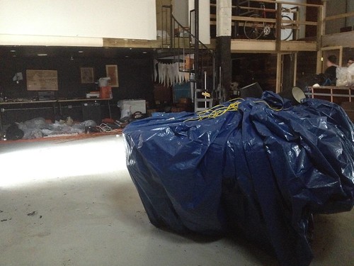Our donated Steinway grand was wrapped in a tarp. We've yet to assess the damage.